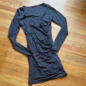 Velvet Charcoal Long Sleeve Dress